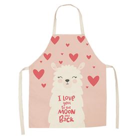 Cartoon Alpaca Cactus Cotton Linen Apron (Option: Style17-45x56cm)