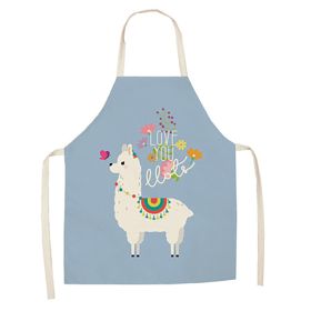 Cartoon Alpaca Cactus Cotton Linen Apron (Option: Style4-45x56cm)