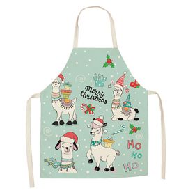 Cartoon Alpaca Cactus Cotton Linen Apron (Option: Style21-45x56cm)