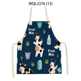 Anti-fouling Cartoon Apron Kitchen Printing Sleeveless Blouse (Option: WQL2376 13-68 55cm)