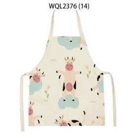 Anti-fouling Cartoon Apron Kitchen Printing Sleeveless Blouse (Option: WQL2376 14-47 38cm)