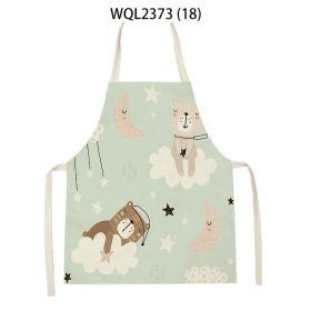 Anti-fouling Cartoon Apron Kitchen Printing Sleeveless Blouse (Option: WQL2373 18-47 38cm)