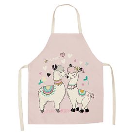 Cartoon Alpaca Cactus Cotton Linen Apron (Option: Style14-45x56cm)