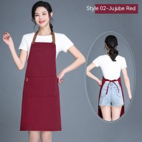 Women's Wear-resistant Stain-resistant Breathable Waterproof Apron (Option: 02 Waterproof Purplish Red)