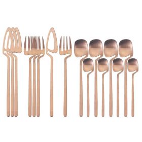 Desserts Soup Coffee Use 16pcs Table Decor Cutlery Sets (Color: Rose Gold, Type: Flatware Set)