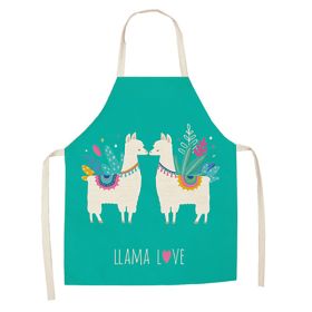 Cartoon Alpaca Cactus Cotton Linen Apron (Option: Style3-65x53cm)