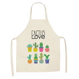 Cartoon Alpaca Cactus Cotton Linen Apron (Option: Style19-55x68cm)